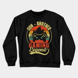 Son Brother Gaming Legend Gamer Gifts For Teen Boys Gaming Vintage Crewneck Sweatshirt